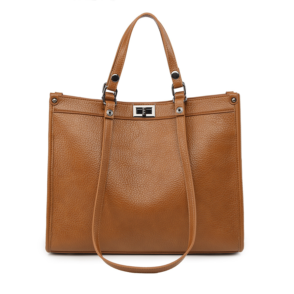 Women'S Work Bags Tote - 女性用大容量トートバッグ PUレザー 回転ロック付きハンドバッグ レディース ヴィンテージ ショルダーバッグ