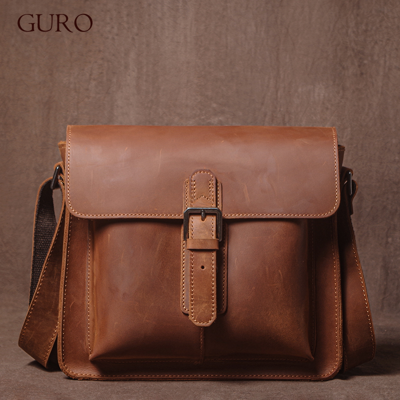 Women'S Bags Jacquemus - GURO 高級ブランド本革ショルダーバッグ男性クレイジーホース牛革メッセンジャーバッグ女性レトロクロスボディバッグトレンドサッチェルバッグ