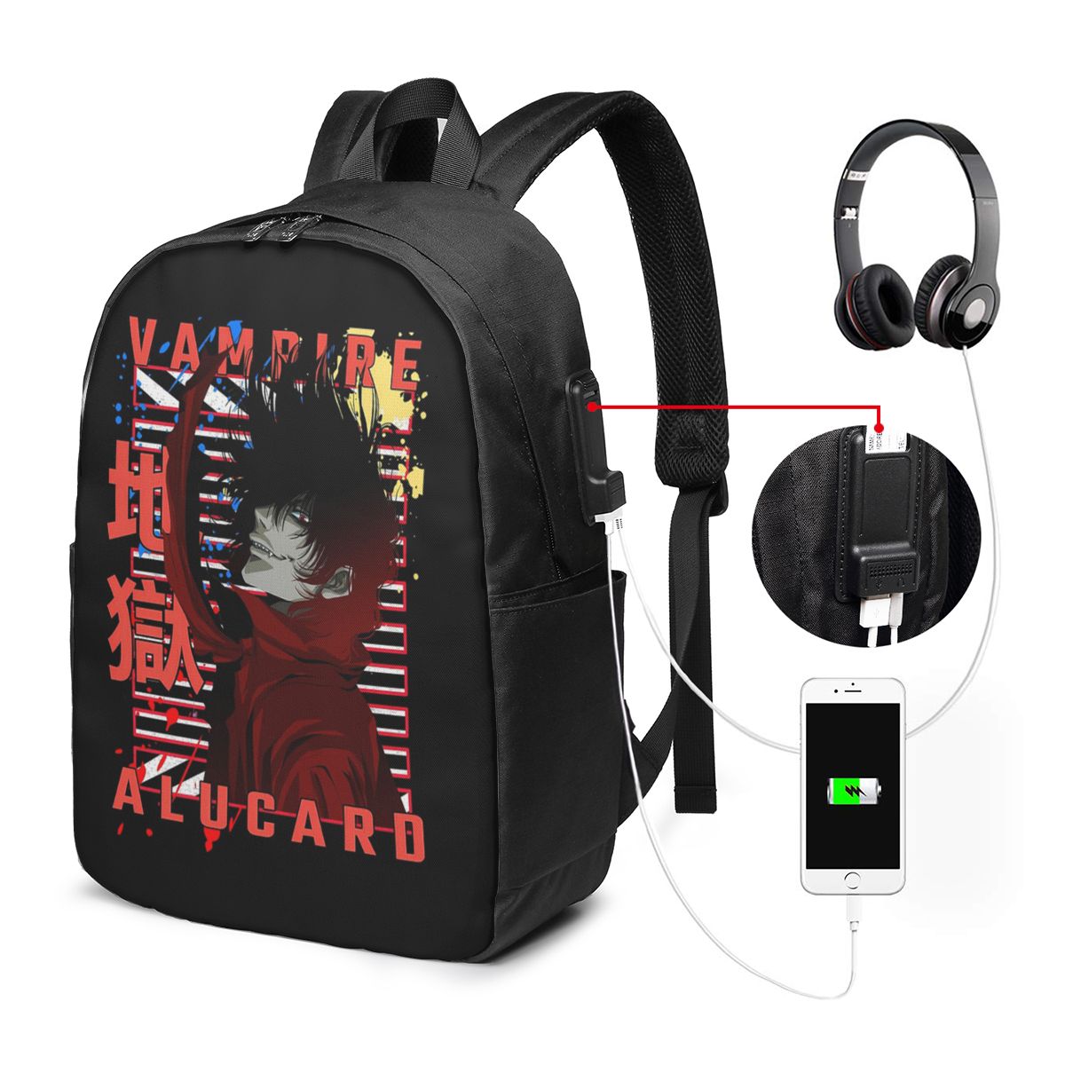 Women Bags For Travel - アルカード・ヘルシング漫画バックパック旅行ノートブックバッグコンピュータ大学生スクールバッグラップトップショルダーバッグ男性用女性用