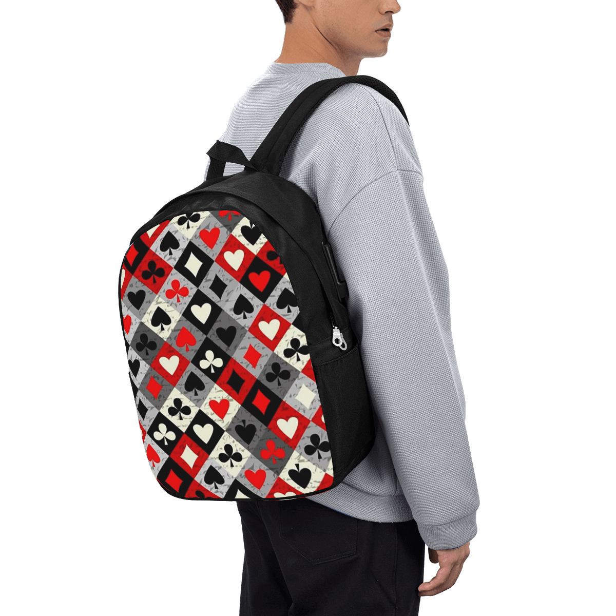 Women Bags For Travel - トランプポーカープリントバックパック旅行ノートブックバッグコンピュータ大学生スクールバッグラップトップショルダーバッグ男性女性用