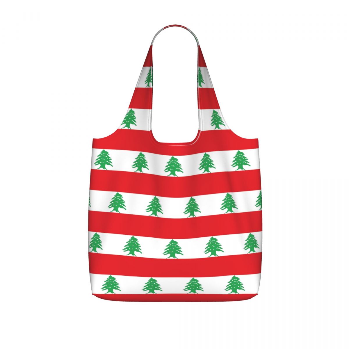 Women Bags Lebanon - レバノン国旗柄ショッピングトートバッグ キャンバス製 大容量 ショルダーバッグ ショッパー グロサリーハンドバッグ