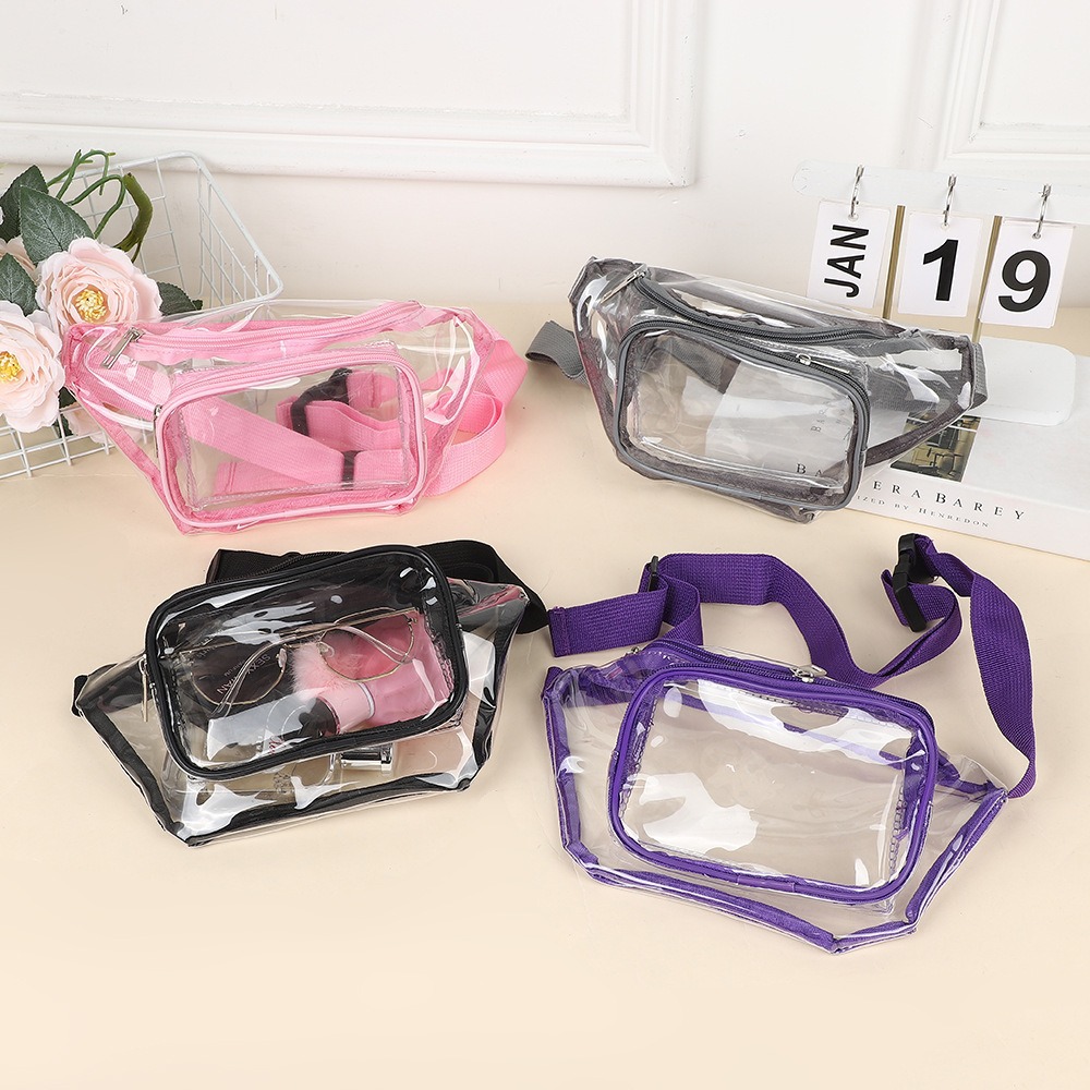 Women Bags Waterproof - クリアファニーパック透明PVCマルチカラー調節可能ベルトバッグ防水ハンズフリースタジアム承認済みコンサート女性女の子ジム用