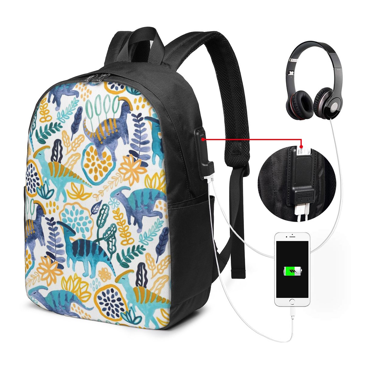 Womens Backpack - ガッシュパラサウロロフスバックパック旅行ノートブックバッグコンピュータ大学生スクールバッグラップトップショルダーバッグ男性女性用