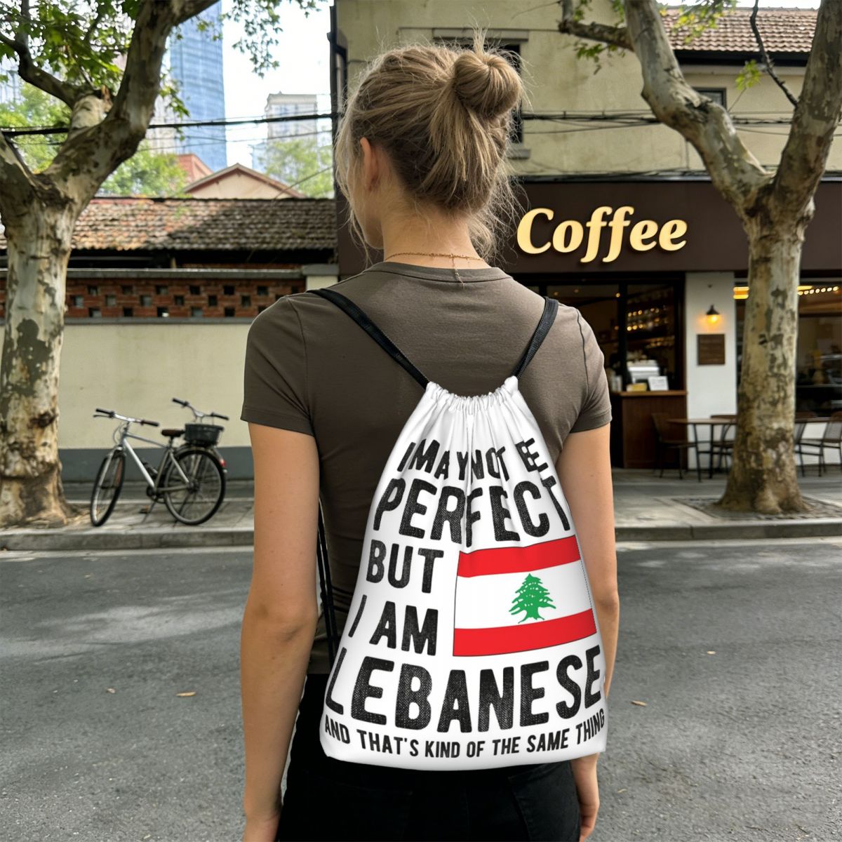 レバノン国旗 レバノンの遺産 レバノンのルーツ 巾着バックパ - Women Bags Lebanon のレビューと価格