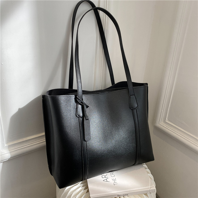 クラシックな黒のフェイクレザートートバッグ、大容量ハンドバッ - Women'S Work Bags Tote のレビューと価格