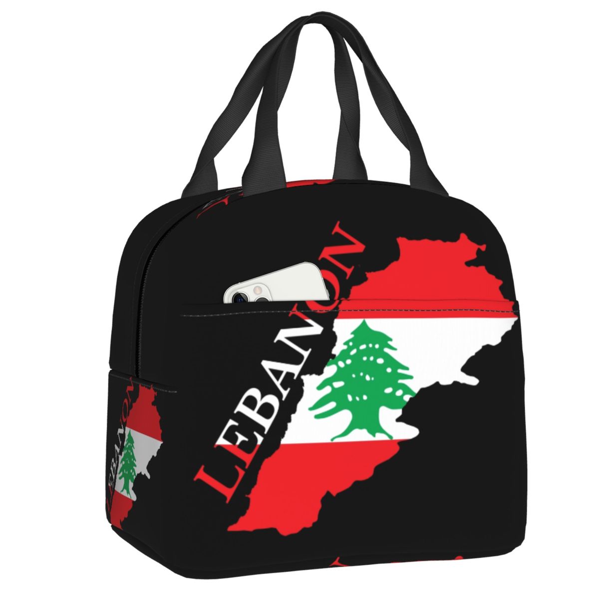 カスタムレバノン国旗マップ柄ポータブルランチボックス 女性用 - Women Bags Lebanon のレビューと価格
