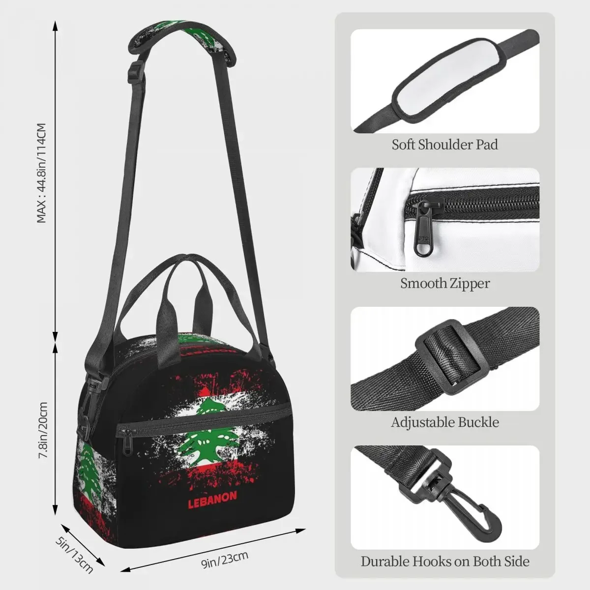 レバノン水彩画レバノン国旗レバノン衣装断熱ランチバッグ女性用 - Women Bags Lebanon のレビューと価格