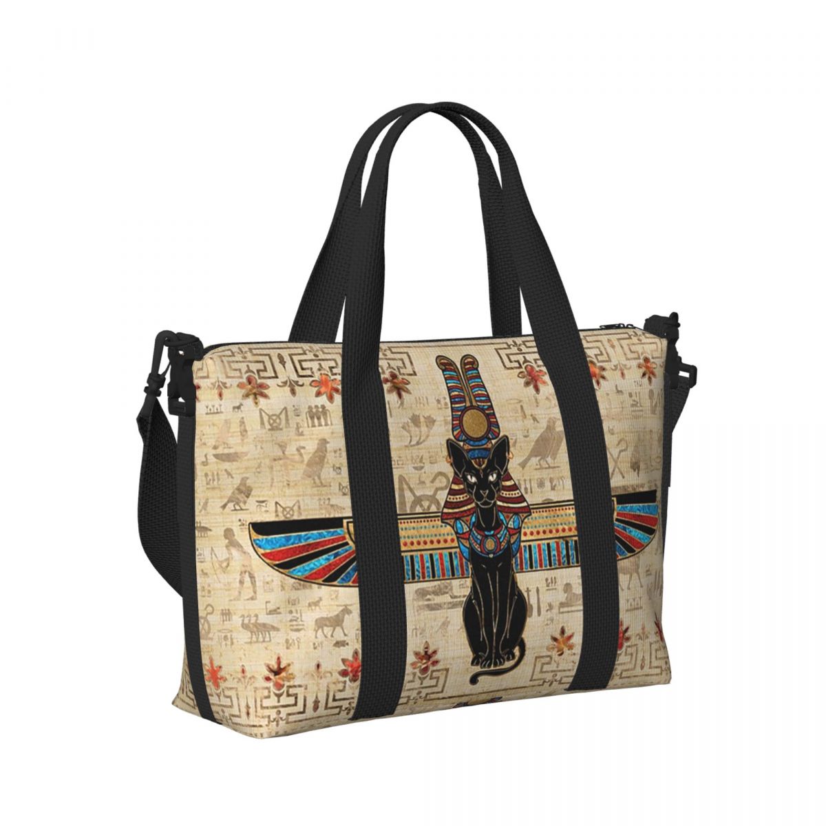 エジプト猫エジプト象形文字ビーチトラベルバッグ大容量トートバ - Women Bags Egypt のレビューと価格