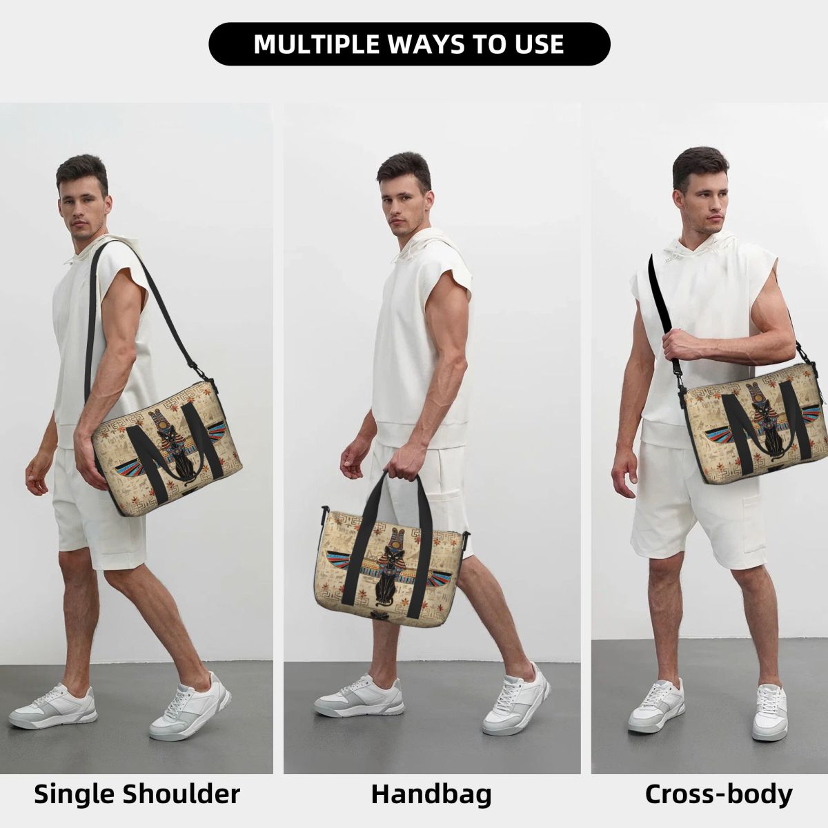 エジプト猫エジプト象形文字ビーチトラベルバッグ大容量トートバ - Women Bags Egypt のレビューと価格