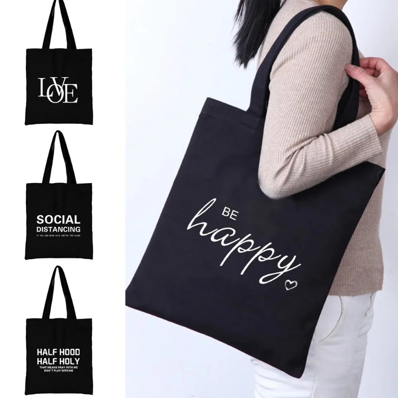 かわいい漫画オレンジ猫プリントブラック大容量ショルダーバッグ - Women'S Work Bags Tote のレビューと価格