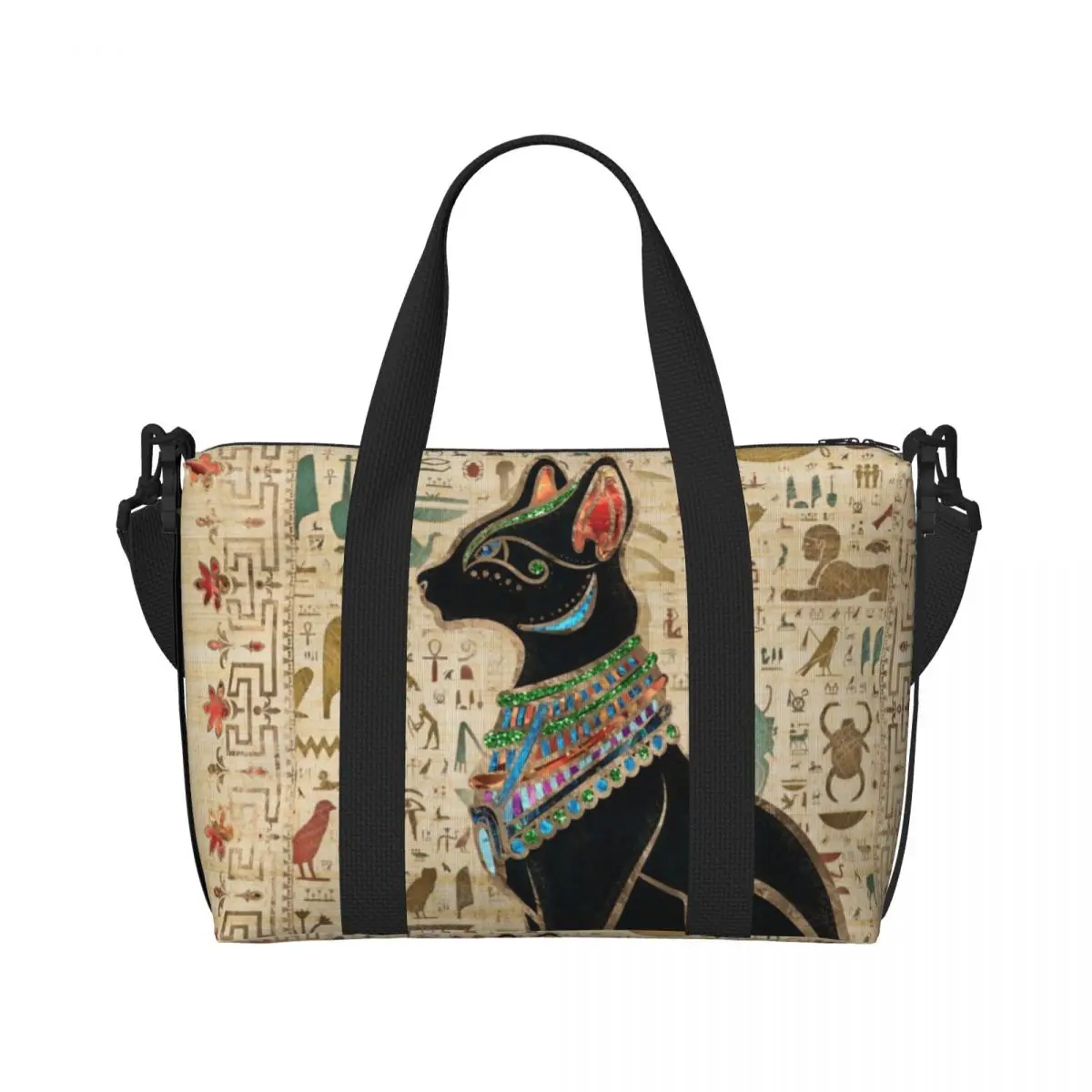 カスタムエジプト猫柄食料品トートショッピングバッグ 女性用大 - Women Bags Egypt のレビューと価格