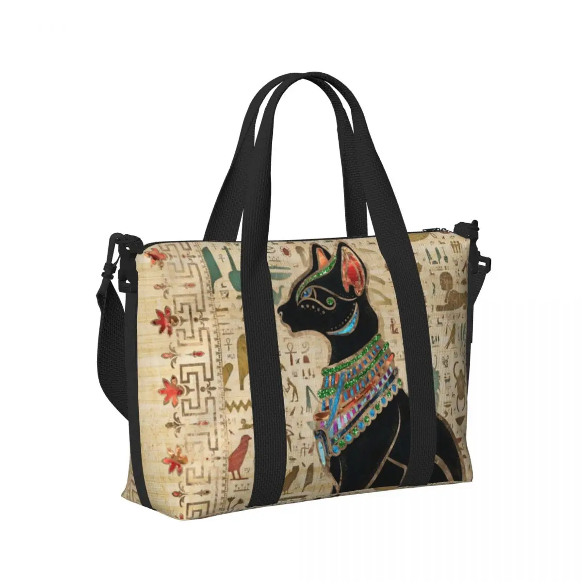 カスタムエジプト猫柄食料品トートショッピングバッグ 女性用大 - Women Bags Egypt のレビューと価格