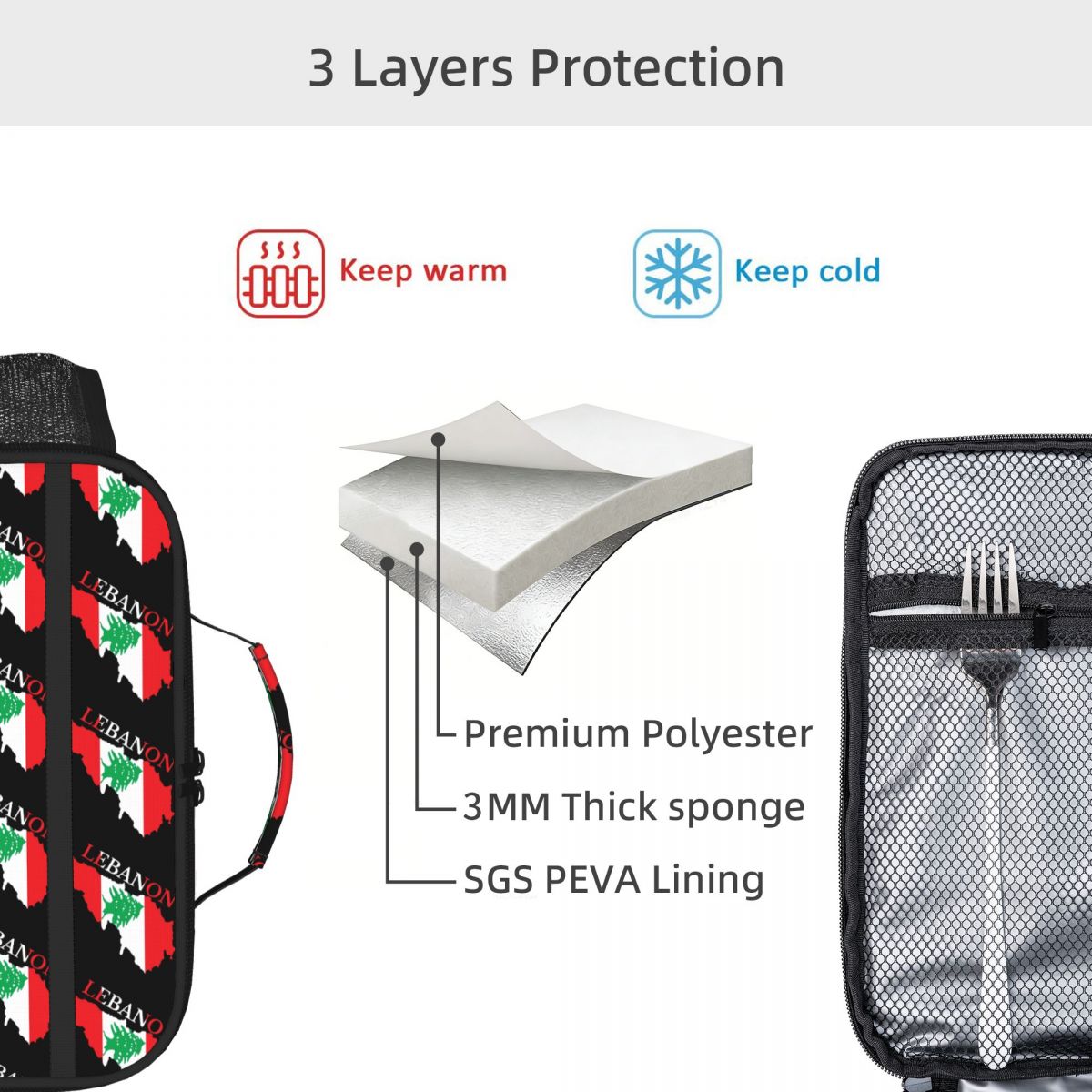 レバノン国旗マップ断熱ランチバッグ女性子供用漏れ防止フードボ - Women Bags Lebanon のレビューと価格