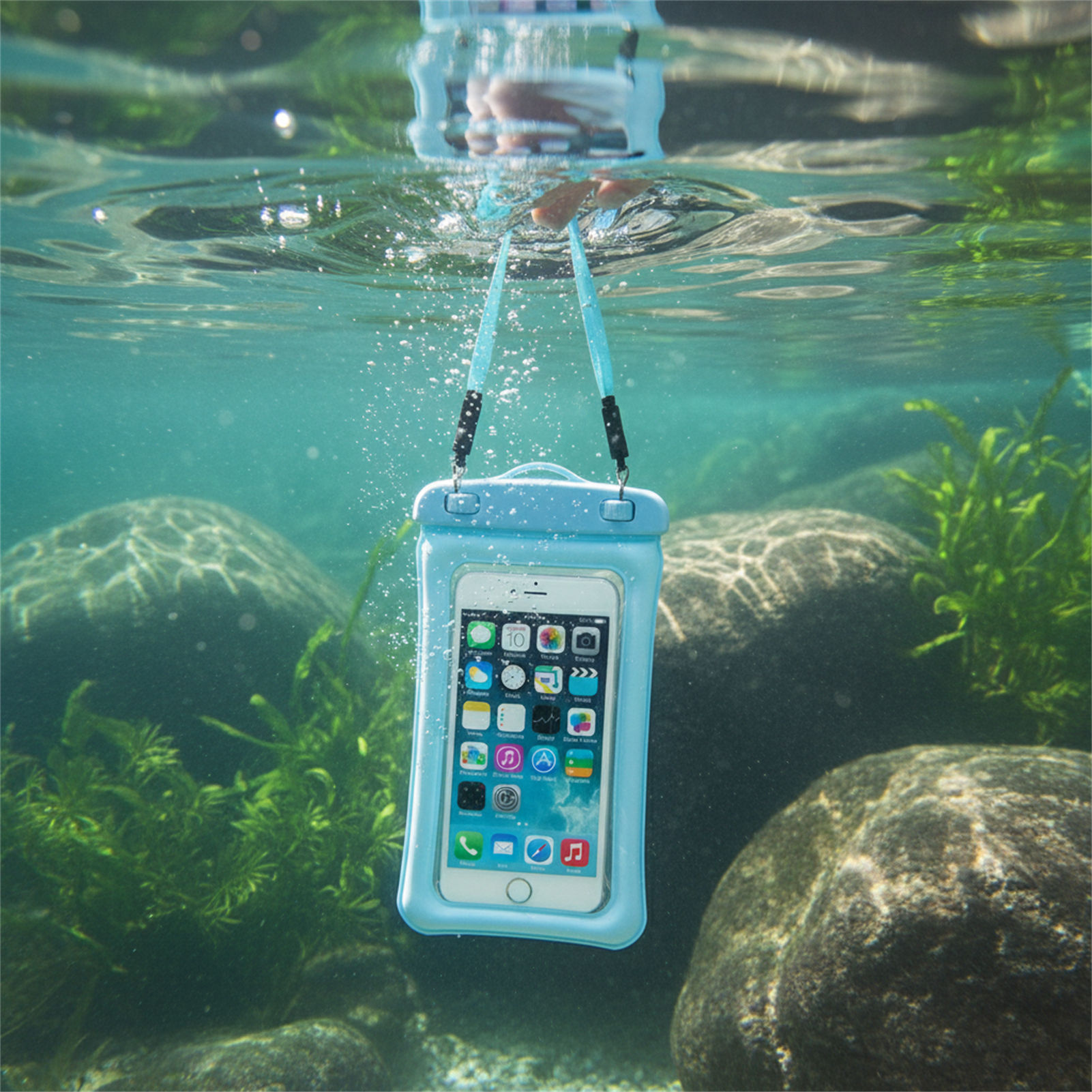 青黒の防水携帯電話バッグ、透明PVCタッチスクリーン付き携帯 - Women Bags Waterproof のレビューと価格