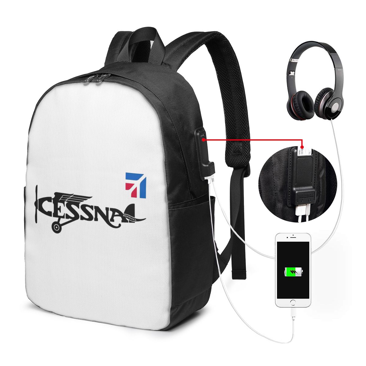 セスナロゴバックパック旅行ノートブックバッグコンピュータ大学 - Women Bags For Travel のレビューと価格