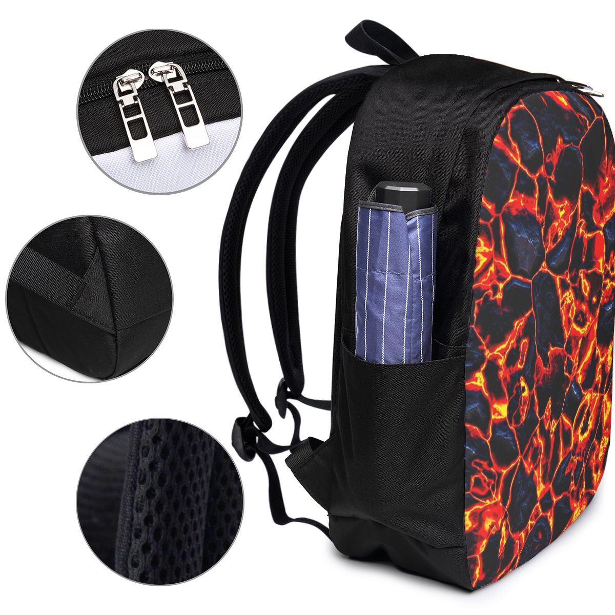 マグマ火山溶岩火災バックパック旅行ノートブックバッグコンピュ - Women Bags For Travel のレビューと価格