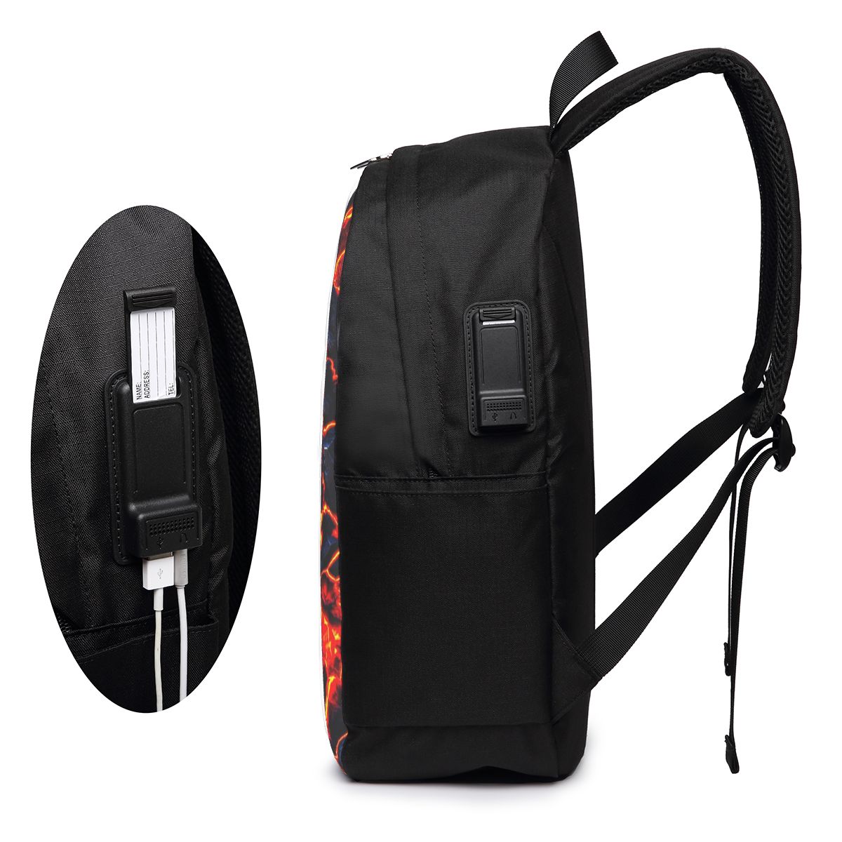 マグマ火山溶岩火災バックパック旅行ノートブックバッグコンピュ - Women Bags For Travel のレビューと価格