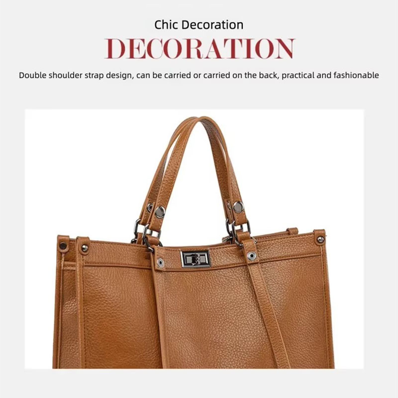 女性用大容量トートバッグ PUレザー 回転ロック付きハンドバ - Women'S Work Bags Tote のレビューと価格
