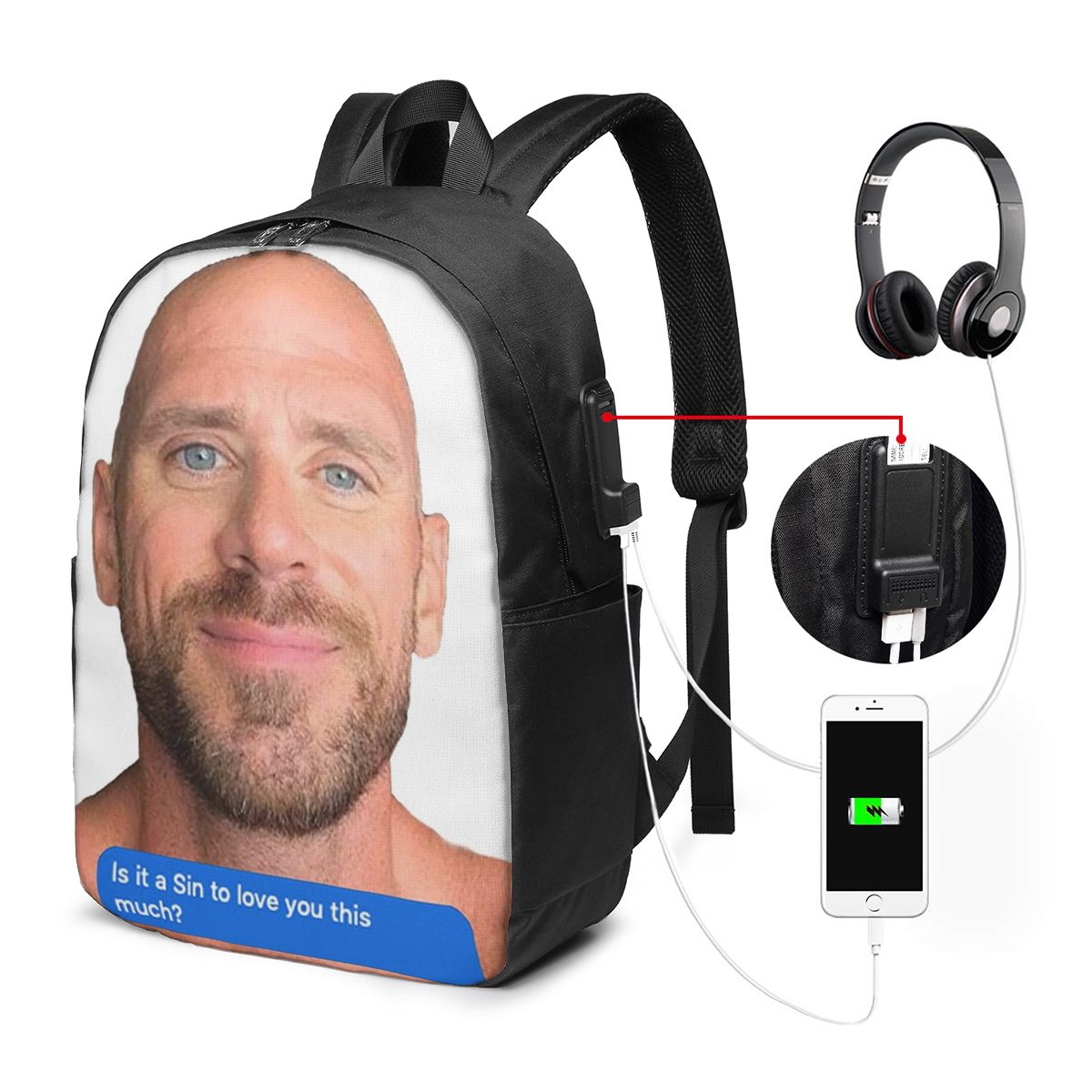 Johnny Sins Flirty Text Bubble - Women Bags For Travel のレビューと価格