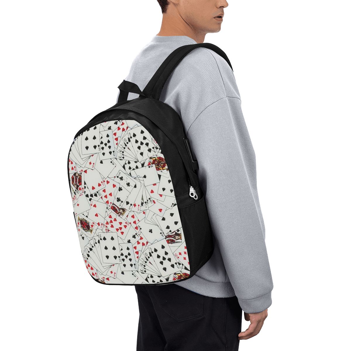 トランプポーカープリントバックパック旅行ノートブックバッグコ - Women Bags For Travel のレビューと価格