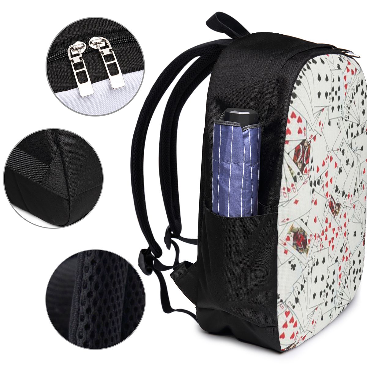 トランプポーカープリントバックパック旅行ノートブックバッグコ - Women Bags For Travel のレビューと価格