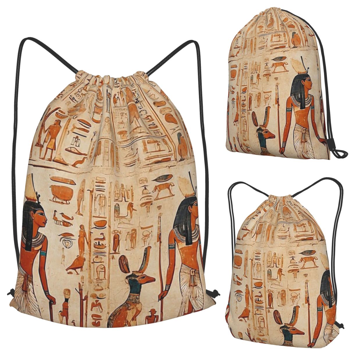 古代エジプト壁画エジプト神話バックパックポータブル巾着バッグ - Women Bags Egypt のレビューと価格