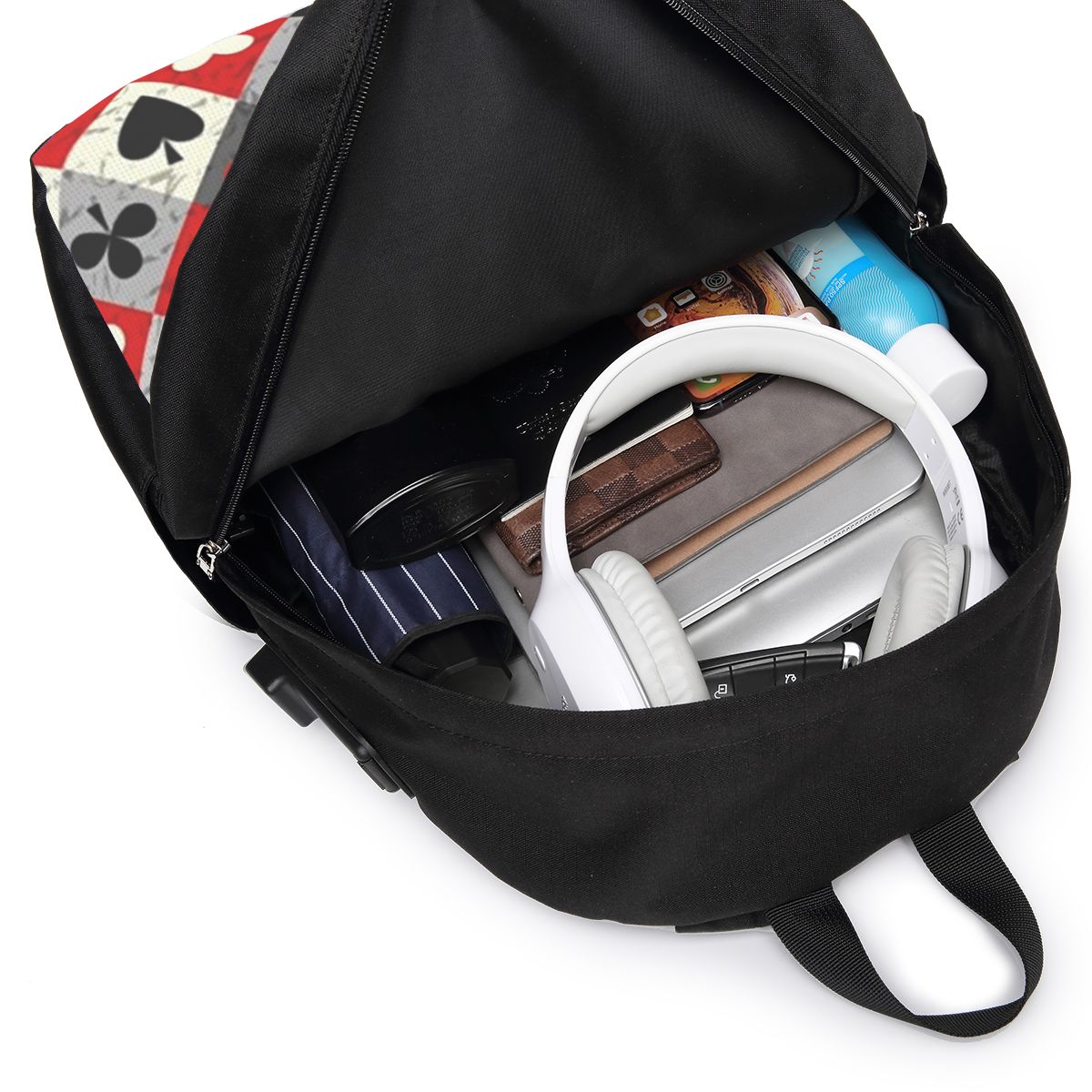 トランプポーカープリントバックパック旅行ノートブックバッグコ - Women Bags For Travel のレビューと価格