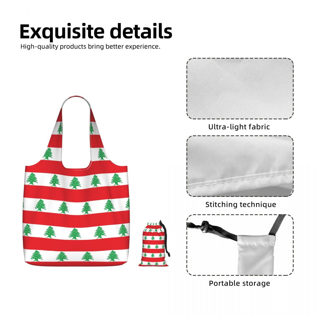 レバノン国旗柄ショッピングトートバッグ キャンバス製 大容量 - Women Bags Lebanon のレビューと価格