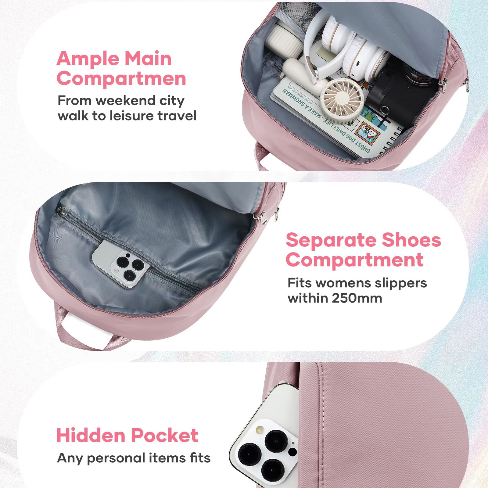 女性用バッグ、靴用コンパートメント付き小型スポーツバックパッ - Women Bags Waterproof のレビューと価格