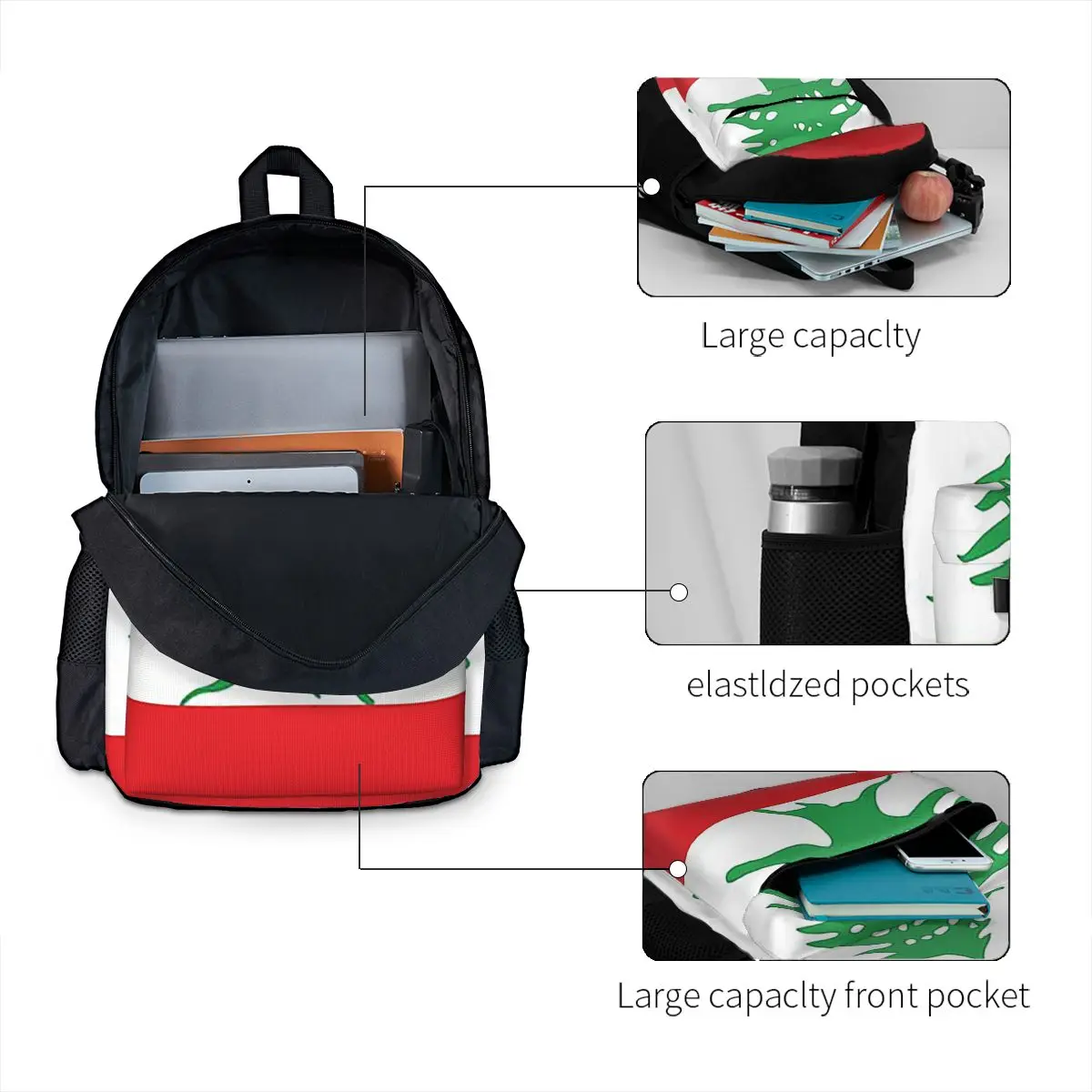 レバノン国旗柄 学生用バックパック スクールバッグ ハイキン - Women Bags Lebanon のレビューと価格