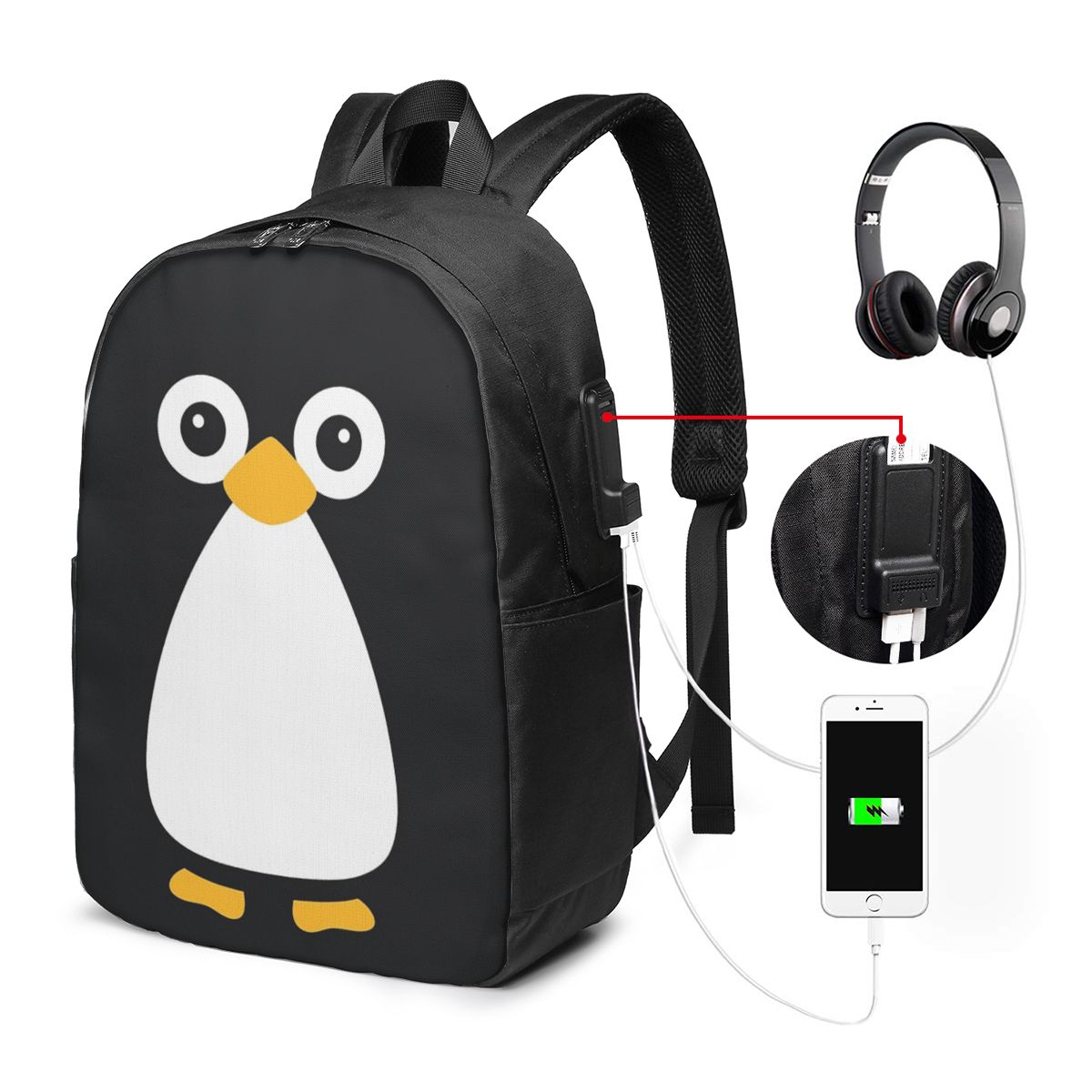 かわいいベクターペンギンバックパック旅行ノートブックバッグコ - Women Bags For Travel のレビューと価格